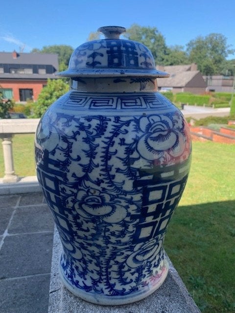 Vazen, Ophalen, Blauw, Met deksel, Zo goed als nieuw
