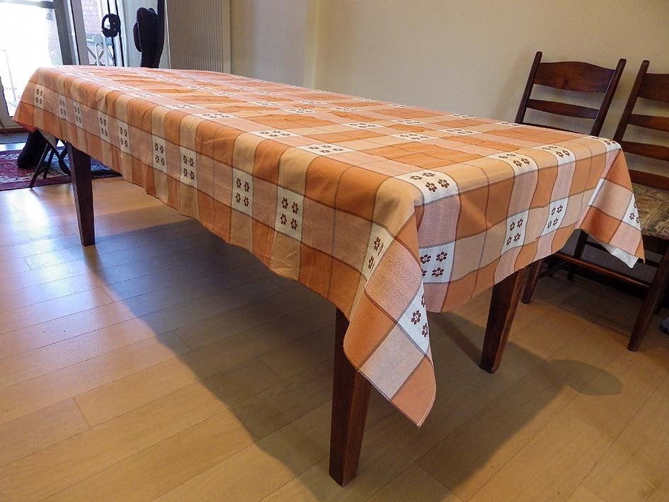 Authentiek Retro-Tafelkleed: 245x135cm., Maison & Meubles, Orange, Nappe, Coton, Comme neuf