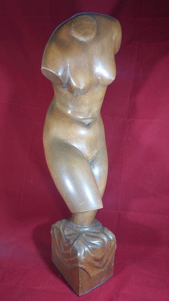 Mid-Century Handgesneden naar Charlotte van Pallandt, Ophalen of Verzenden, Art deco, Hout, Beeld
