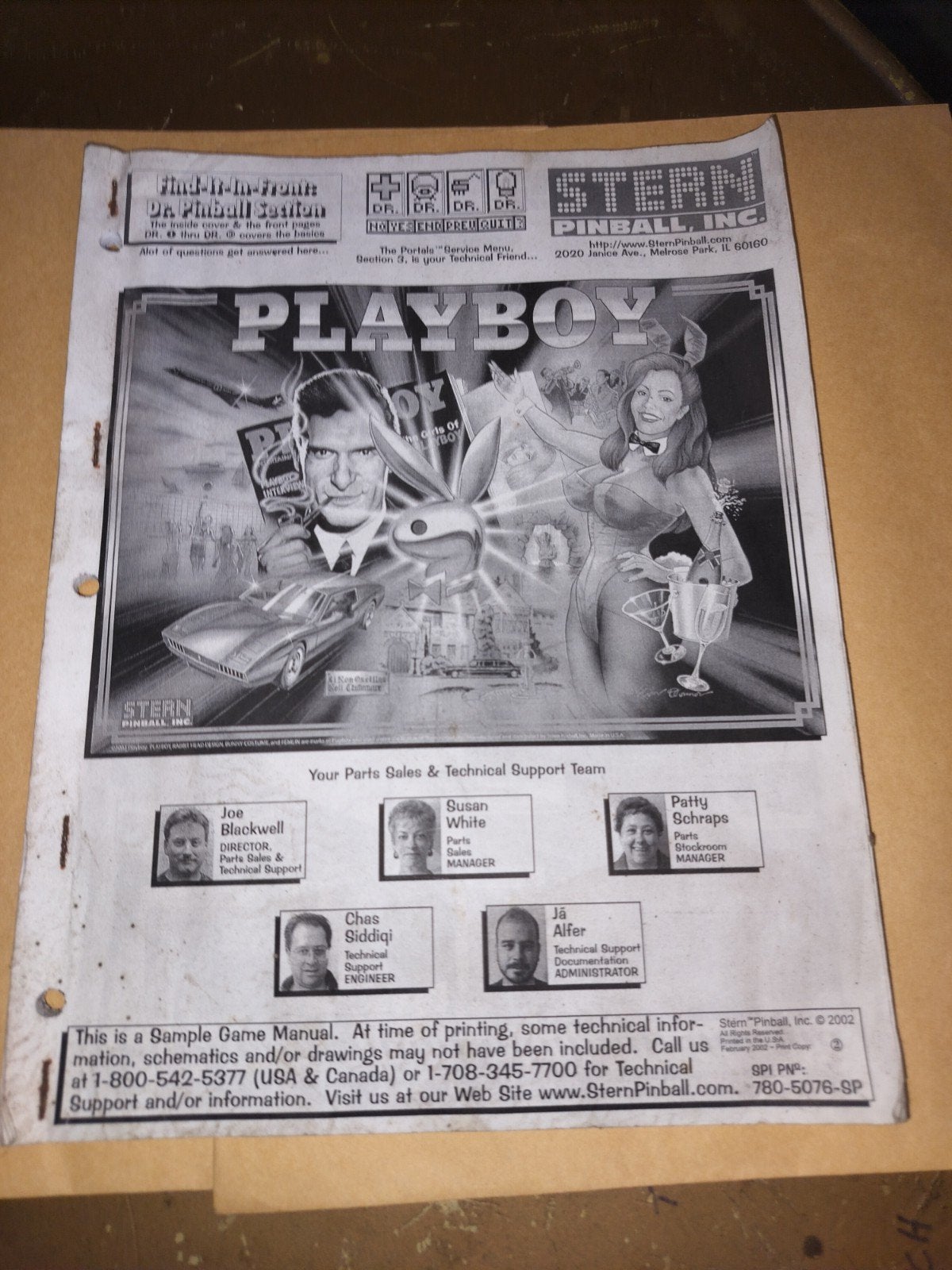 Service manual playboy 2002, Collections, Machines | Flipper (jeu), Enlèvement, Utilisé, Imprimante matricielle, Stern