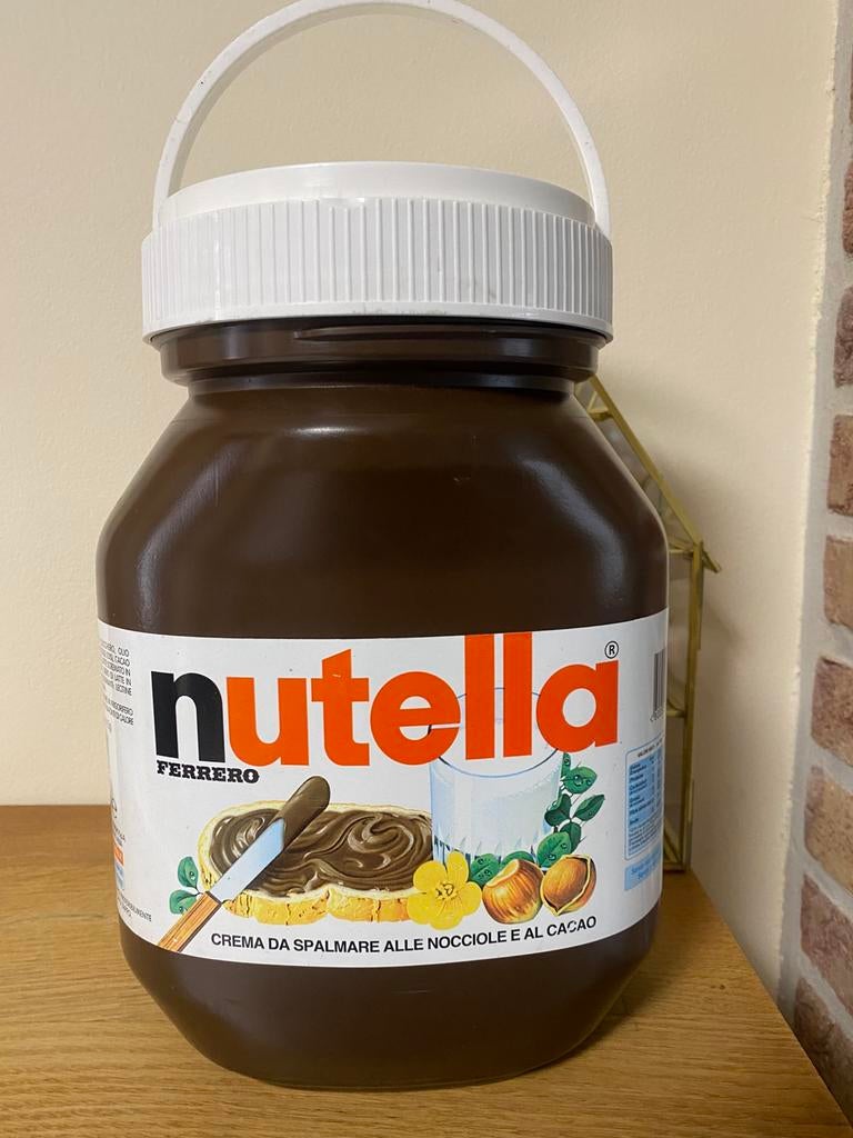 Grote nutella-pot van 5 k (leeg), Verzamelen, Ophalen of Verzenden, Zo goed als nieuw