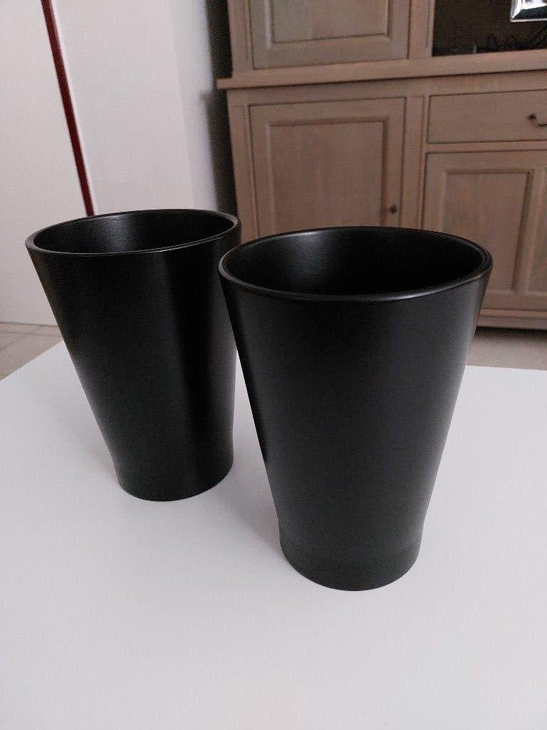 set van 2 Sierpotten zwart Ikea papaja 19,50cm-12cm-9cm, Tuin en Terras, Bloempotten, Ophalen, Rond, Binnen, Zo goed als nieuw