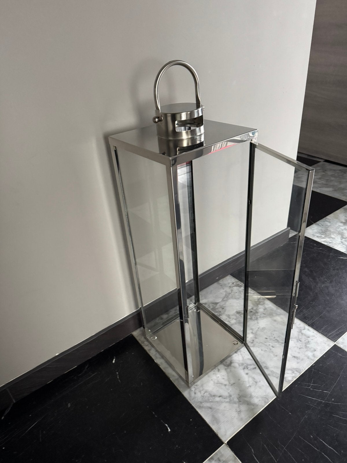 Windlicht groot, Ophalen, Windlicht, 23 cm, Zilver