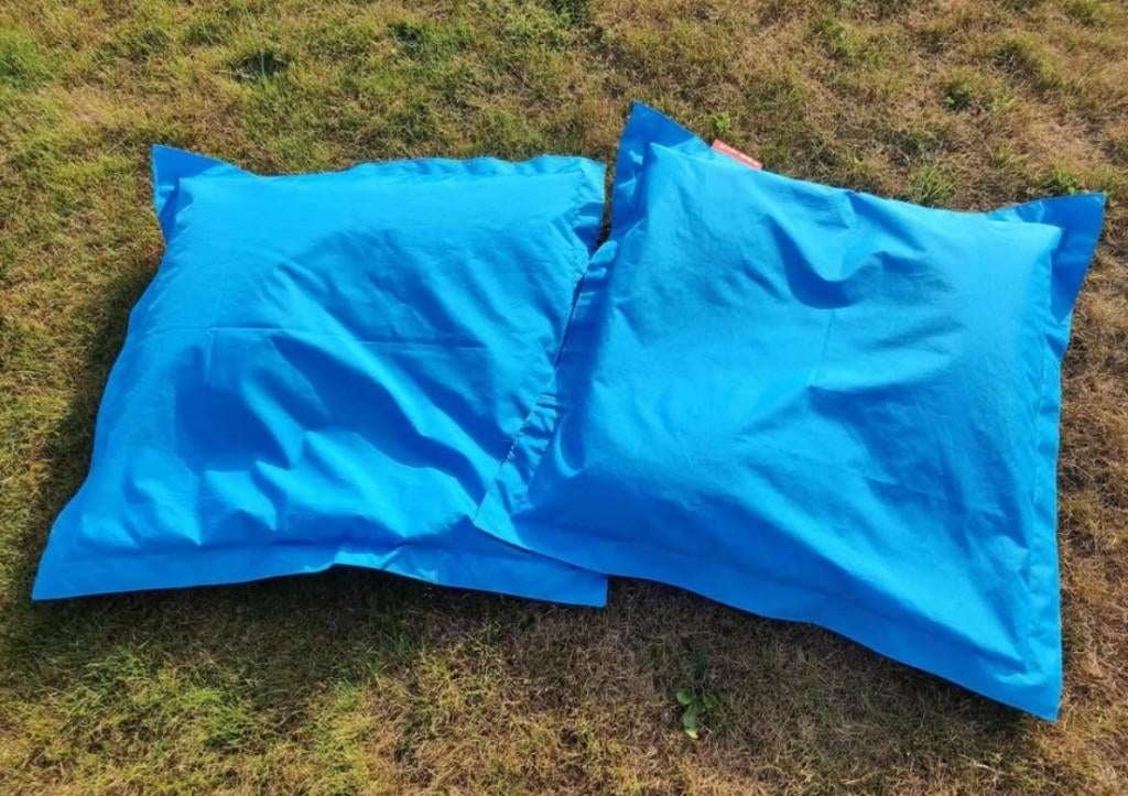 Twee Blauwe Zitzakken Sitbox 75x75, Ophalen, Gebruikt, Blauw, Zitzak