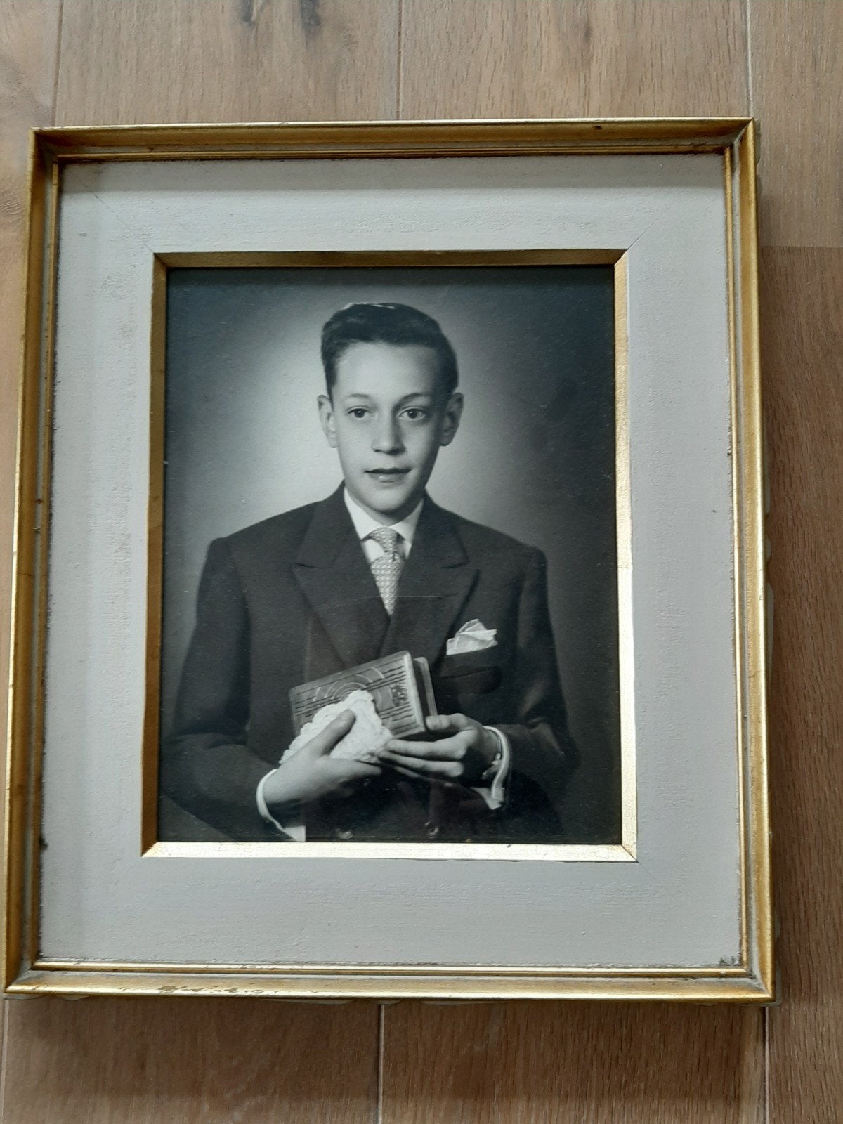 Grote retro kader met oude foto, Verzamelen, Ophalen