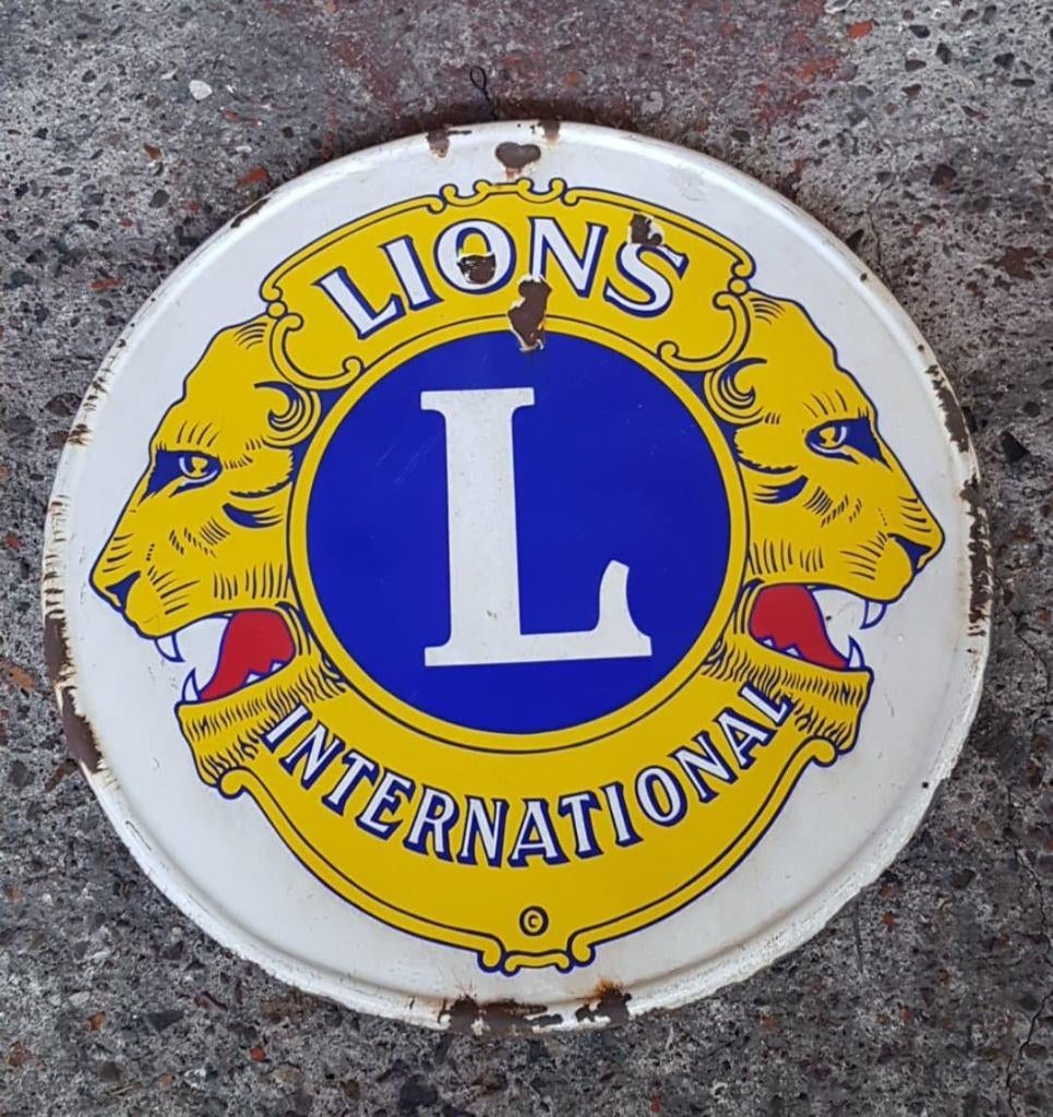 Oud Lions international emaillen reclame decoratie bord, Ophalen of Verzenden, Gebruikt, Reclamebord