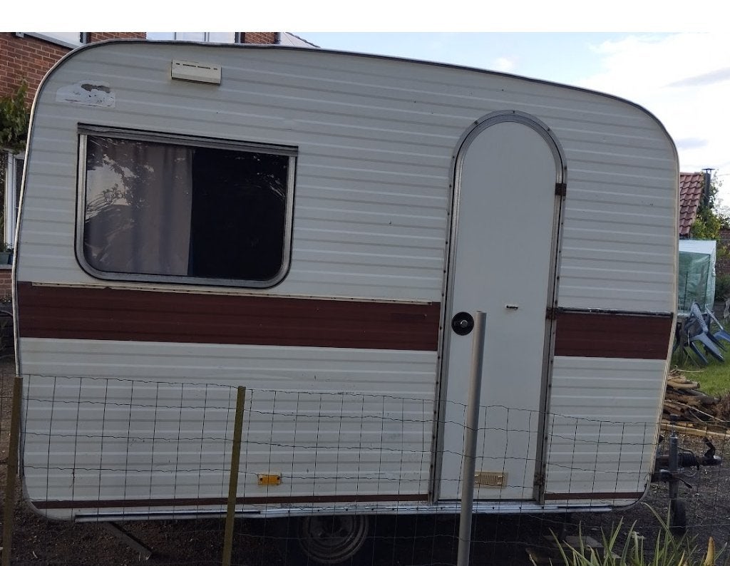 Mooie vintage caravan, Caravans en Kamperen, Caravans, Standaardzit, Reservewiel, Tot en met 3, Tot 500 kg