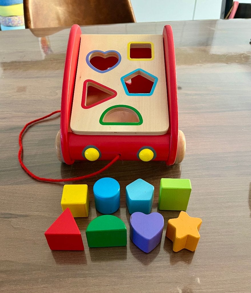 Houten trekauto / vormenstoof, Kinderen en Baby's, Speelgoed | Houten speelgoed, Ophalen, Gebruikt, Duw- of Trekspeelgoed