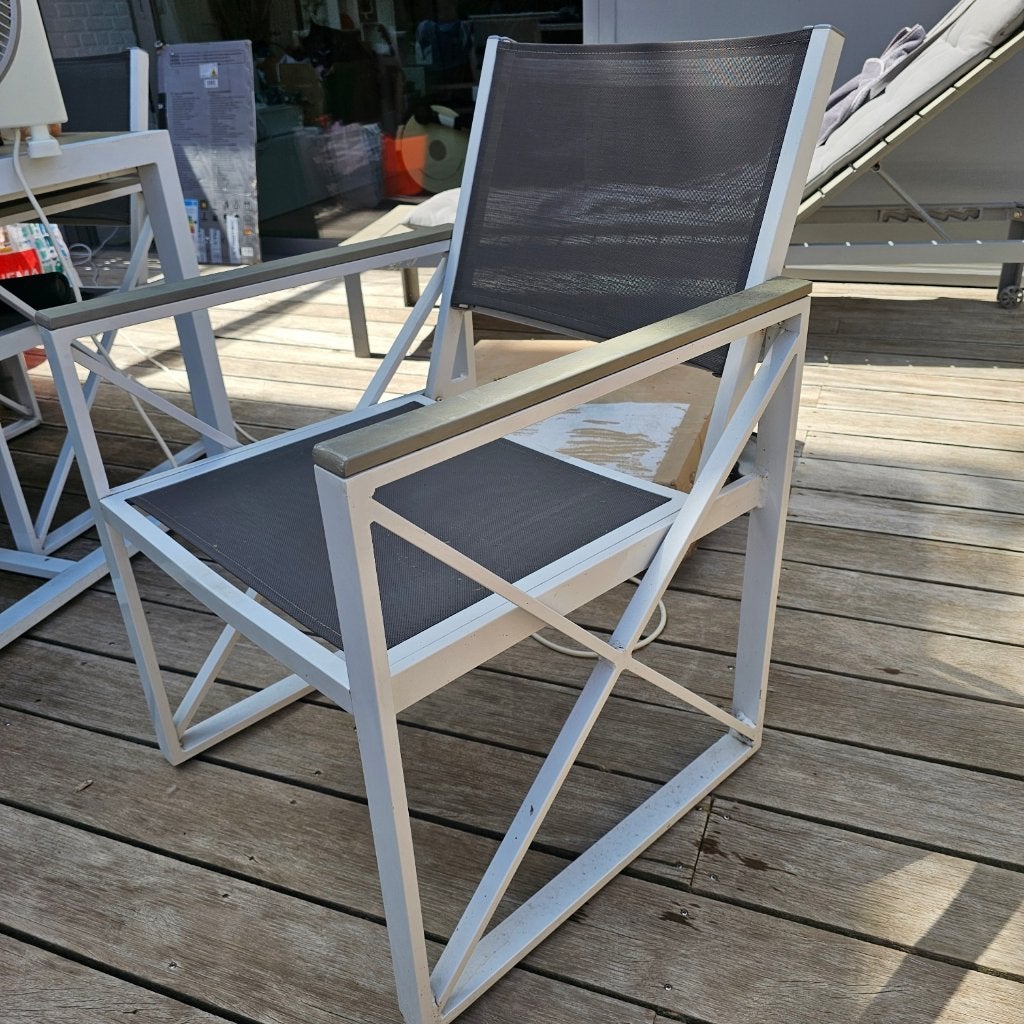 2 witte aluminium tuinstoelen NIEUW IN DOOS prijs=voor de 2, Ophalen, Nieuw, Aluminium