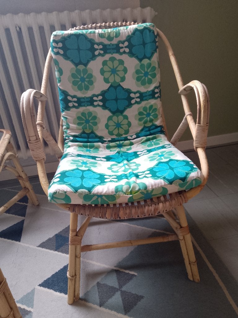 TE KOOP: vintage tuinset "Type Rohe Noordwolde jaren 60", Gebruikt, Bijzettafel, Rotan, Tuinset