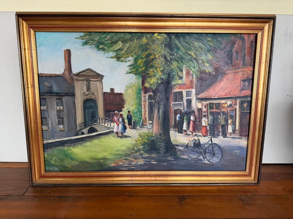 Schilderij (100x75cm) - Brugge - Begijnhof - olie op doek, Enlèvement