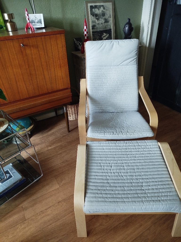 Fauteuil relax et son repose pieds, Maison & Meubles, Enlèvement, Comme neuf, Bois