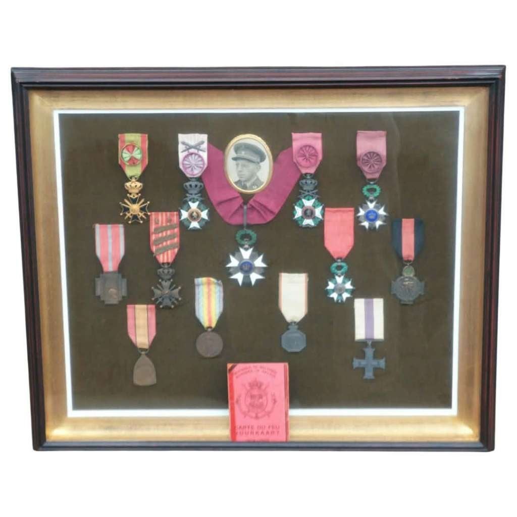 Medaille-kader + vuurkaart (Military Cross) ZELDZAAM!!, Verzamelen, Ophalen, Landmacht, Lintje, Medaille of Wings