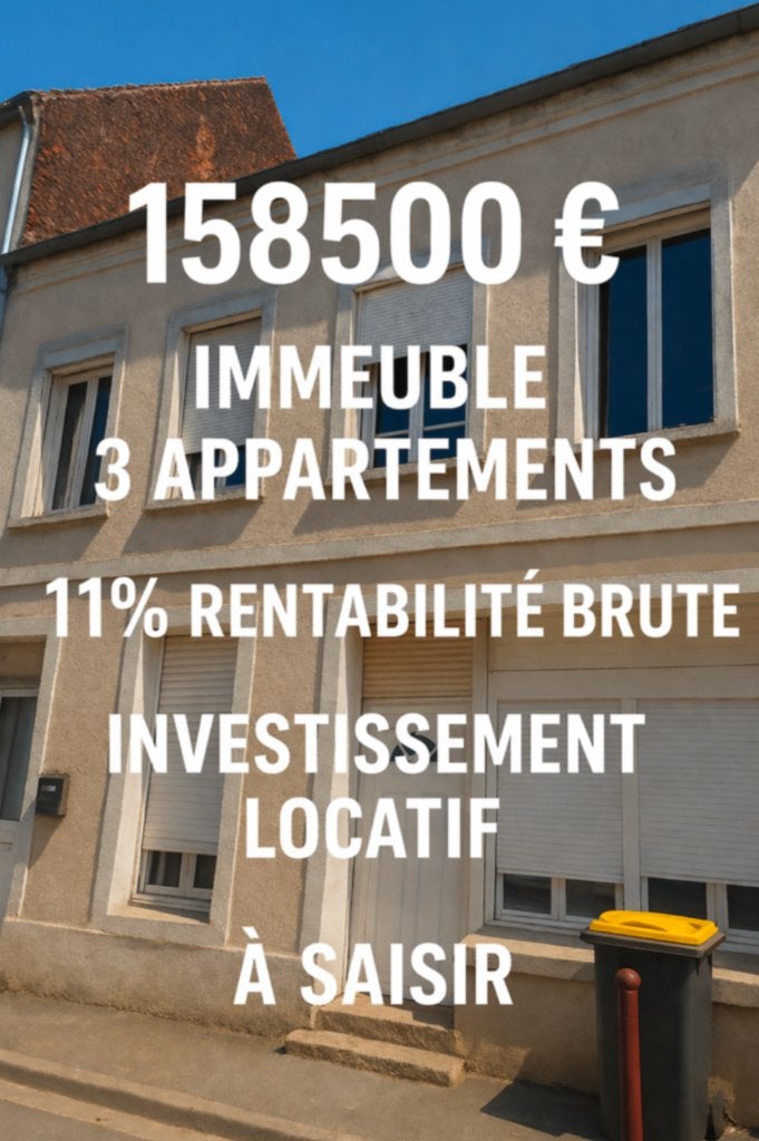 IMMEUBLE DE RAPPORT – 3 LOTS – 11 % BRUT – SECTEUR CAMBRAI, Immo, Ville, 4 pièces, 150 m², France