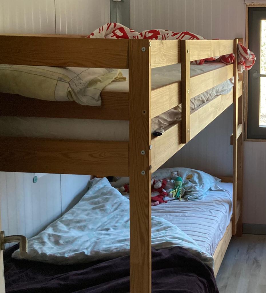 Stapelbed - volledig van hout, Ophalen, Gebruikt, 90 cm, Tweepersoons