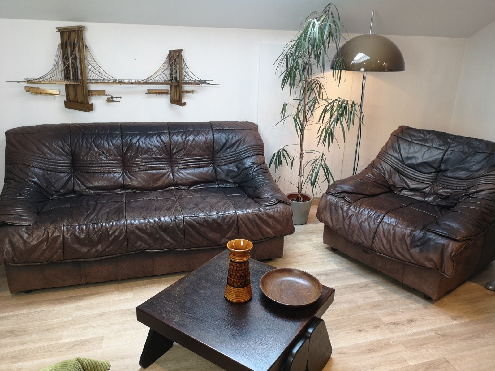 Prachtige vintage lederen zithoek, Huis en Inrichting, Zetels | Complete zithoeken, Ophalen of Verzenden