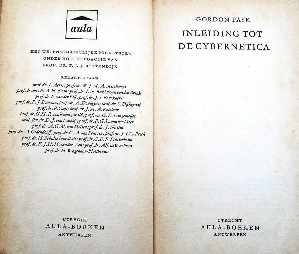 Inleiding tot de cybernetica - 1965 -Gordon Pask(1928-1996), Livres, Enlèvement ou Envoi, Langage de programmation ou Théorie