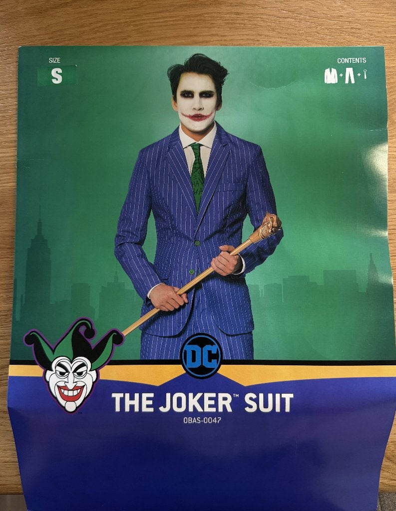 Suitmeister The Joker - Heren Pak - Halloween Kostuum maat S, Meerkleurig, Nieuw, Ophalen of Verzenden, Maat 46 (S) of kleiner