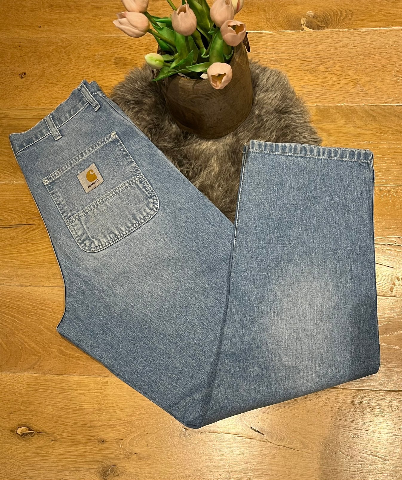 Carhartt “simple pants”. Jeansbroek 28X32, Kleding | Heren, Ophalen of Verzenden, Zo goed als nieuw, Blauw, Overige jeansmaten