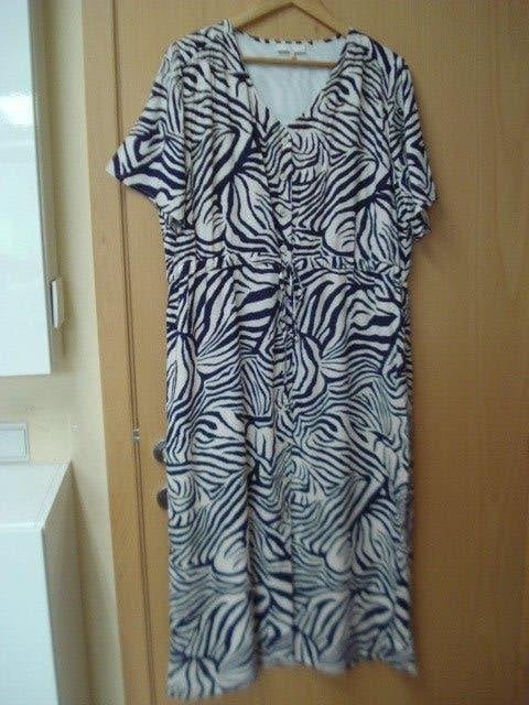 Elegante robe écru / Bleu T. 48, Vêtements | Femmes, Taille 46/48 (XL) ou plus grande, Enlèvement ou Envoi, Signé Nature, Comme neuf