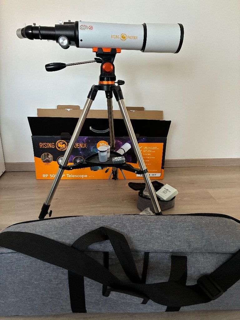 Telescoop Rising Phoenix RP 500080 Deluxe (Perfecte staat), Audio, Tv en Foto, Optische apparatuur | Telescopen, Ophalen, Lenzentelescoop (refractor)