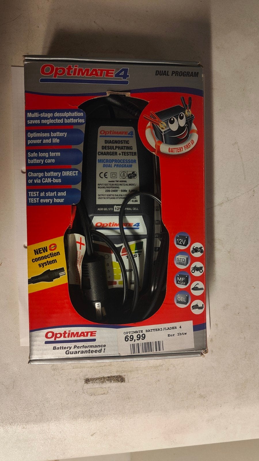 Batterijlader Optimate 4 Dual Program, Ophalen