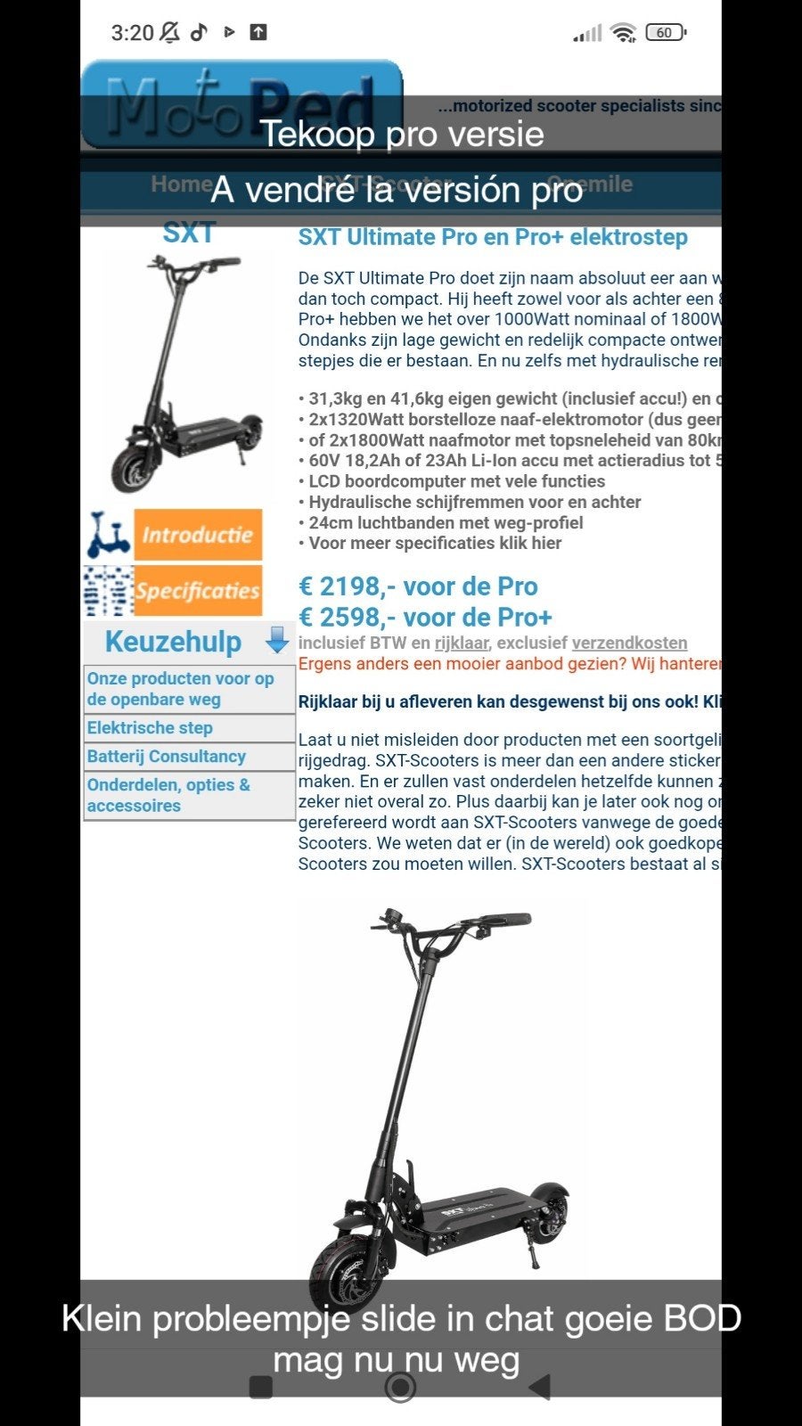 Sxt Ultimate Pro, Vélos & Vélomoteurs, Trottinettes, Enlèvement