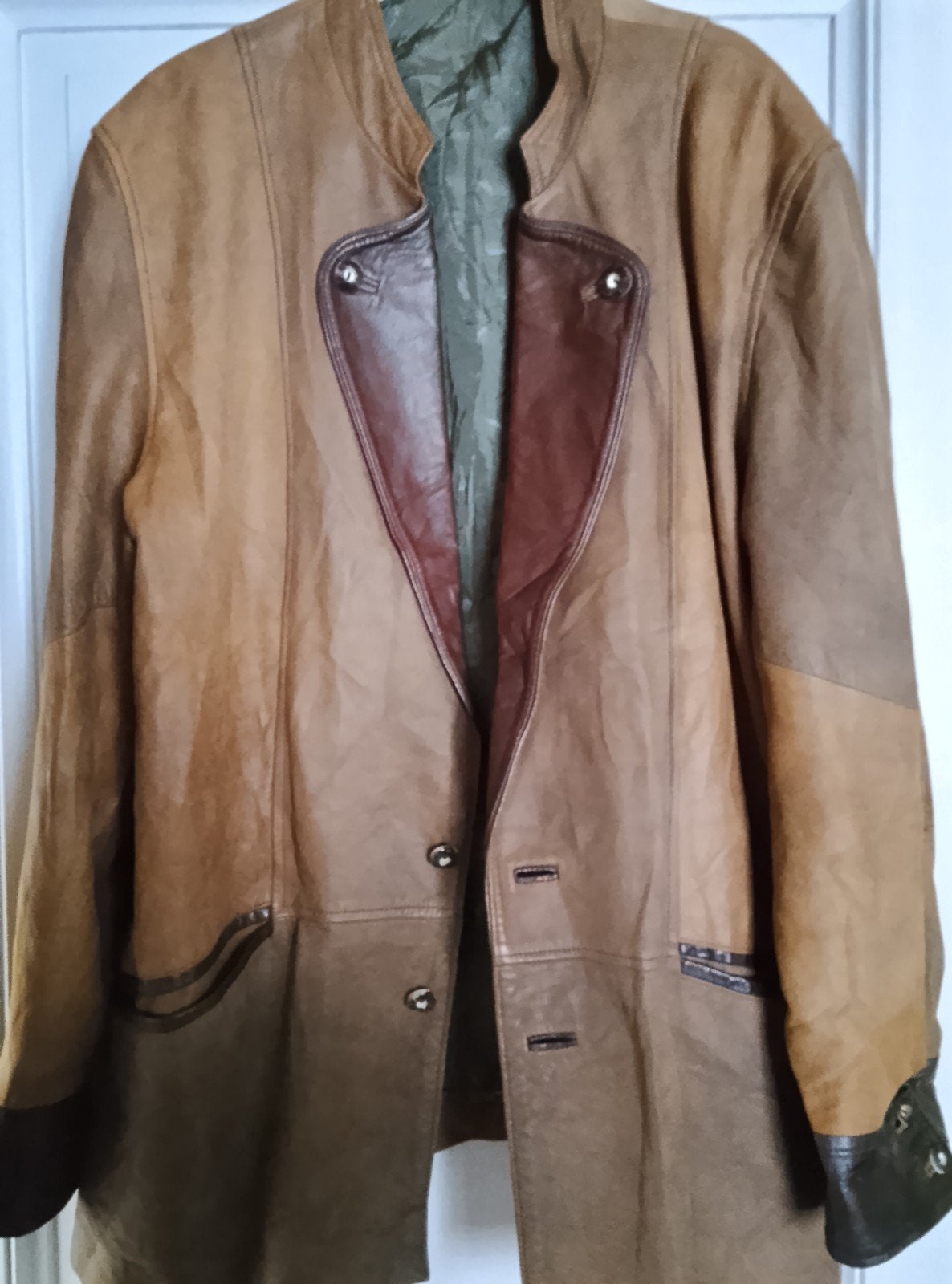 bruine lederen jas, typische klederdracht uit Beieren, maat, Ophalen of Verzenden, Gedragen, Maat 56/58 (XL), Bruin