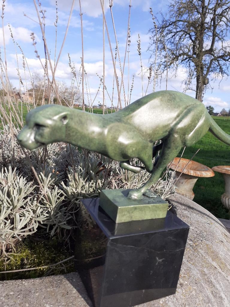 PANTER, POEMA IN BRONS GESIGNEERD MILO TIJDENS DE RACE, Antiek en Kunst, Ophalen of Verzenden, Brons