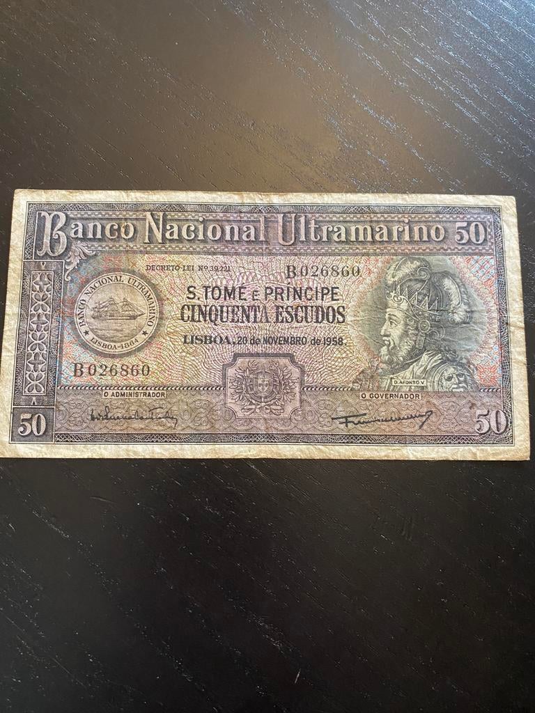 50 escudos 1958, Postzegels en Munten, Ophalen of Verzenden