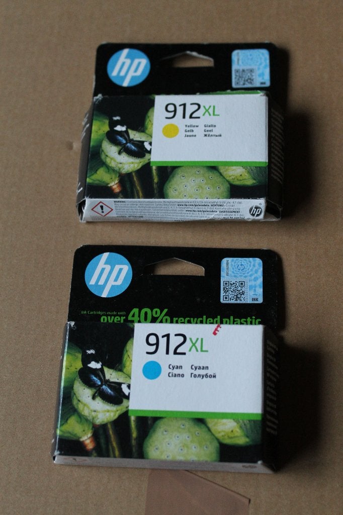 2 cartouches d'encre HP, 912 XL jaune et cyan, Enlèvement ou Envoi, Neuf, Cartridge, HP
