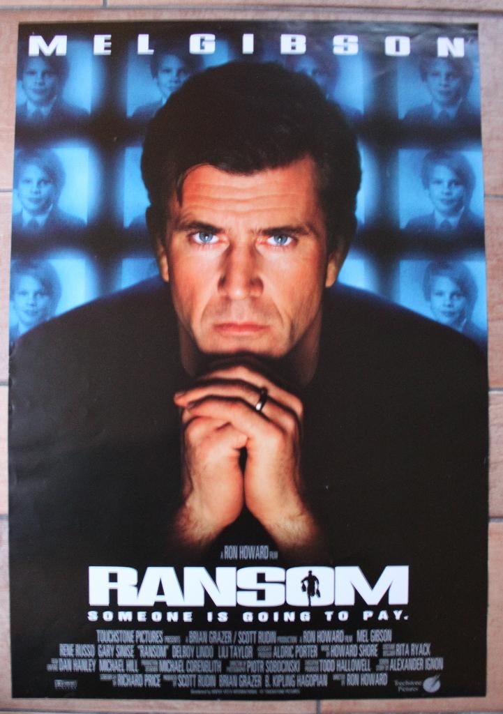 filmaffiche Mel Gibson Ransom 1996 filmposter, Rechthoekig Staand, Ophalen of Verzenden, Zo goed als nieuw, A1 t/m A3
