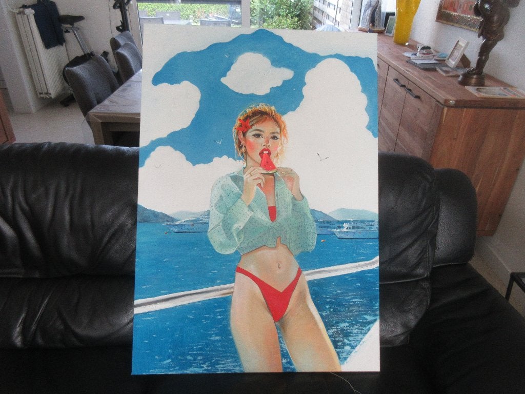 opkomende kunstenaars, Antiquités & Art, Art | Peinture | Classique, Enlèvement ou Envoi, Pastel, Toile