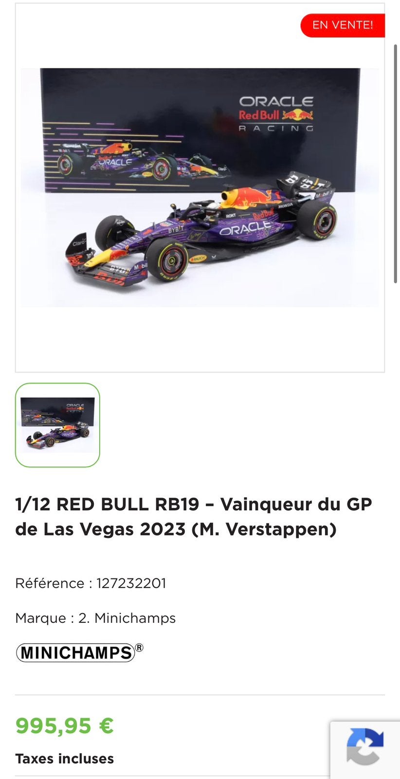 Formule 1 RB19 GP2023  1/12, Enlèvement ou Envoi, Neuf