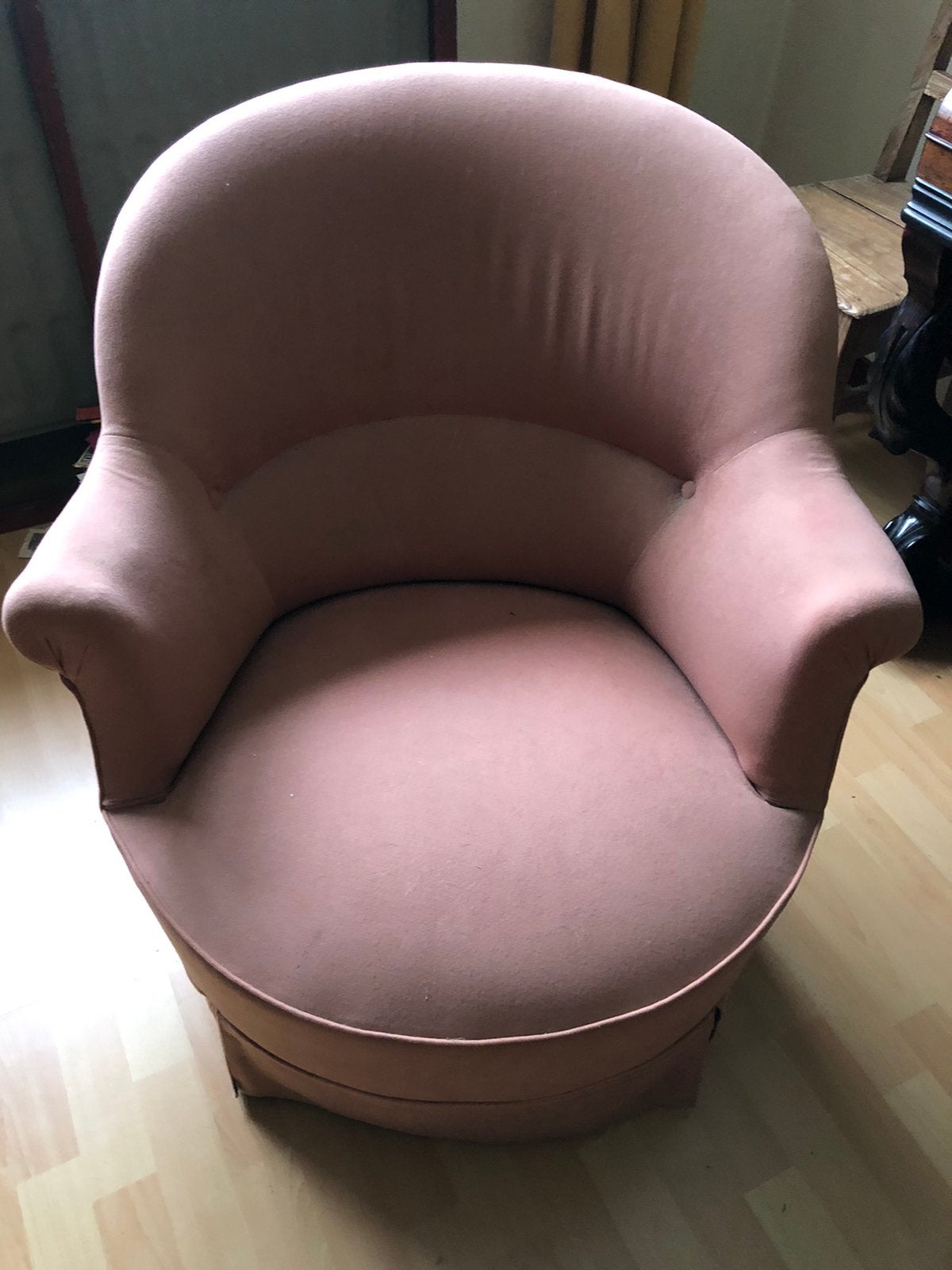 2 kleine loungestoelen in 'old rose' stof, Ophalen, Eenpersoons, Minder dan 75 cm, Minder dan 150 cm