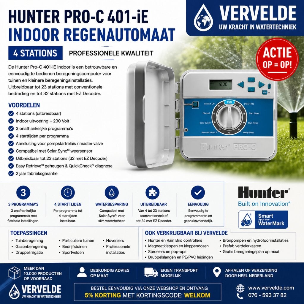 Hunter Pro-C 401-iE Indoor Regenautomaat 4 stations, Jardin & Terrasse, Programmateurs d'Arrosage, Neuf, Contrôlable via l'application