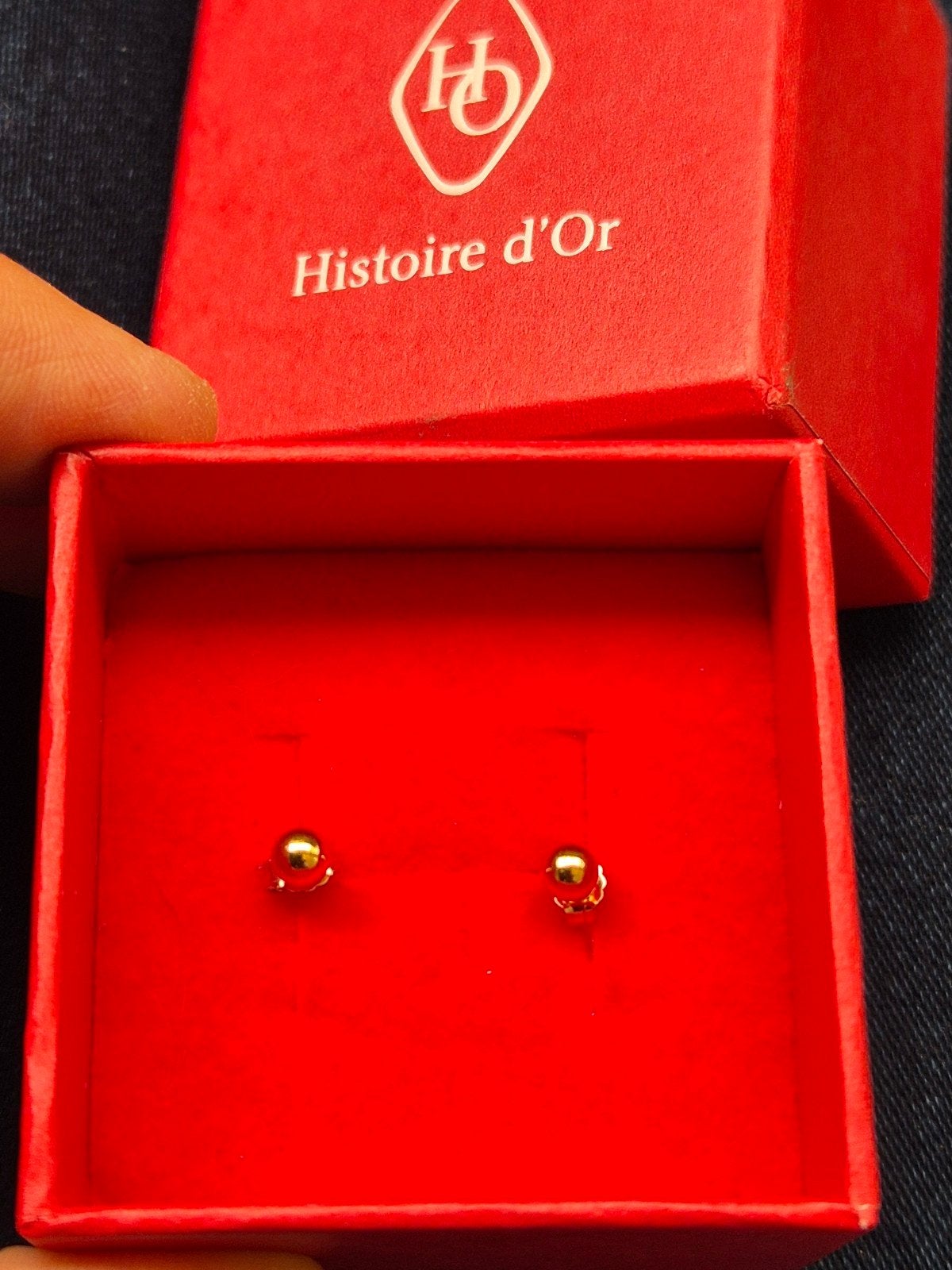Vergulde delicate bolletjes oorbellen met laagje 14k goud, Handtassen en Accessoires, Piercings, Ophalen of Verzenden, Staal