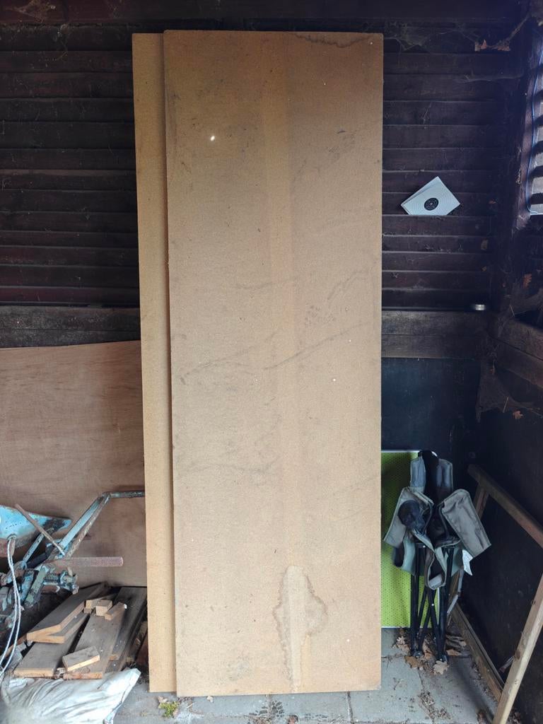 4 spaanplaten 250x80, Doe-het-zelf en Bouw, Platen en Panelen, Ophalen, Gebruikt, Overige materialen, 20 tot 50 mm