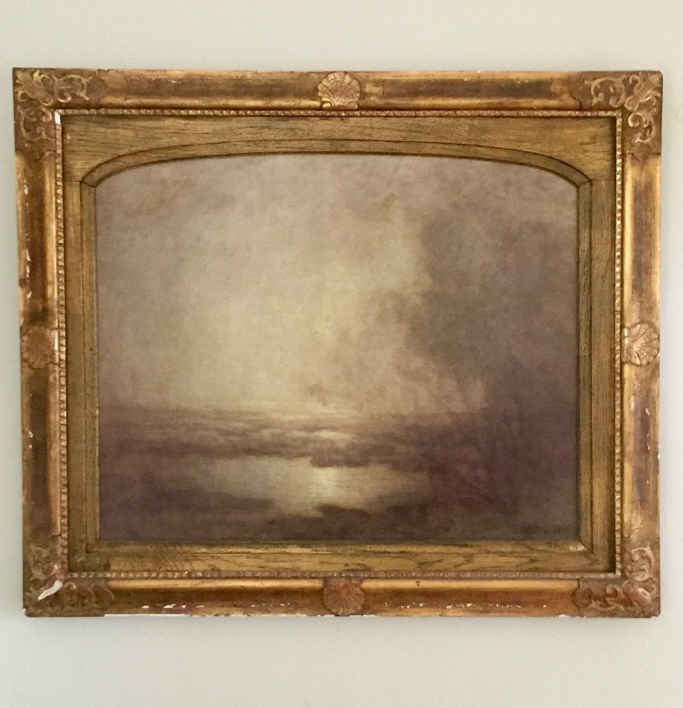 Schilderij Henri Binard – landschap met rivier l, Ophalen