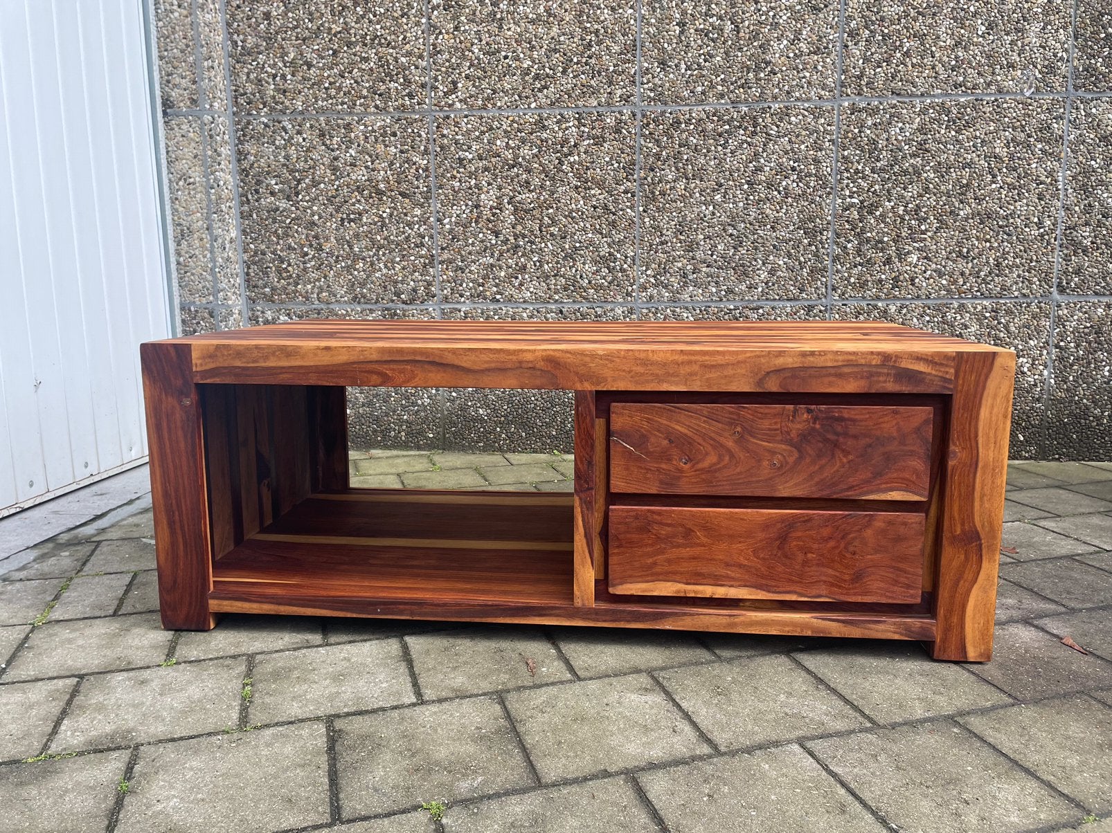 Massief mangohouten salontafel, Ophalen, Zo goed als nieuw, Rechthoekig