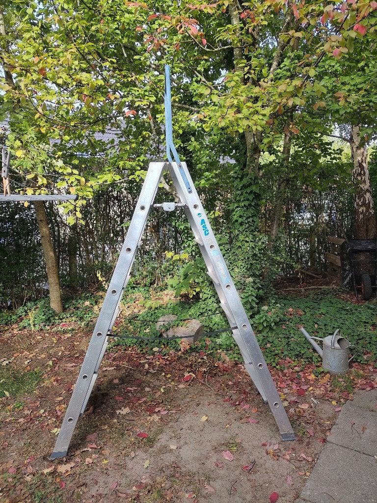 Dubbele alu trap professioneel 7 treden, Doe-het-zelf en Bouw, Ophalen, Gebruikt, Trap, Opvouwbaar of Inschuifbaar