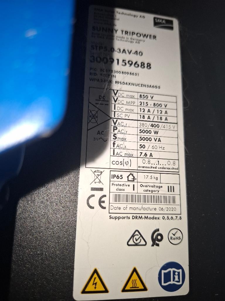 SMA Sunny Tripower 5.0 (STP5.0) – Bj. 2020 – Als nieuw!, Enlèvement, Comme neuf, Autres types, 200 watts-crêtes ou plus