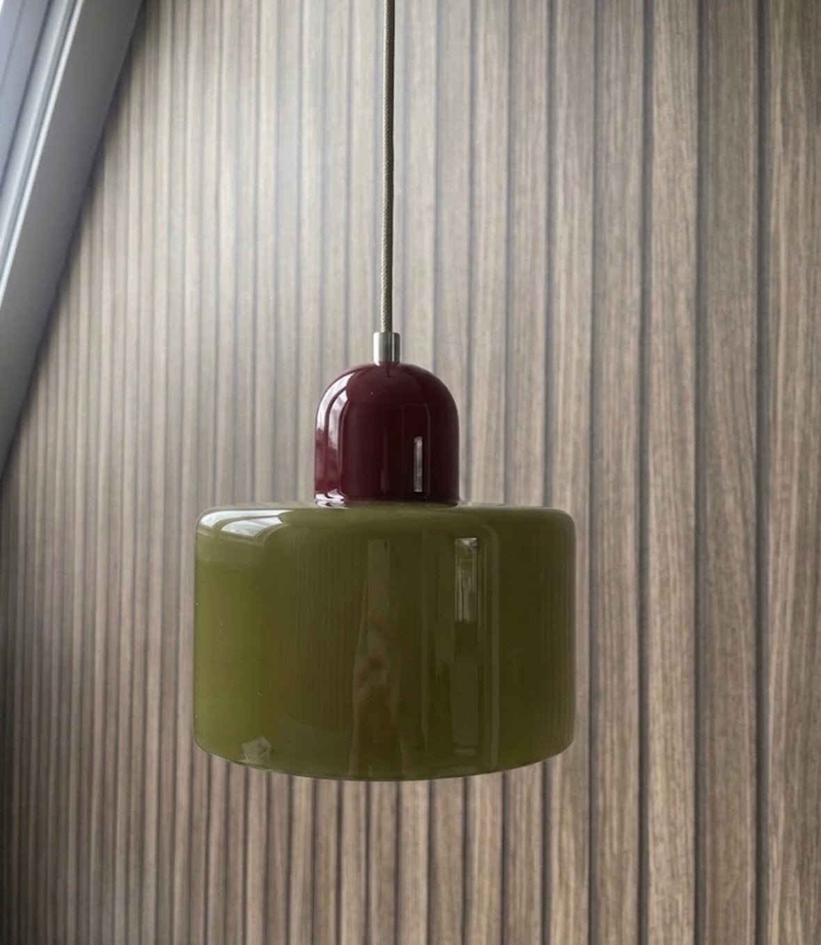 Donkergroen Bauhaus Stijl Hanglamp – Glazen Lamp E27 NIEUW!, Verzenden, Nieuw, Glas