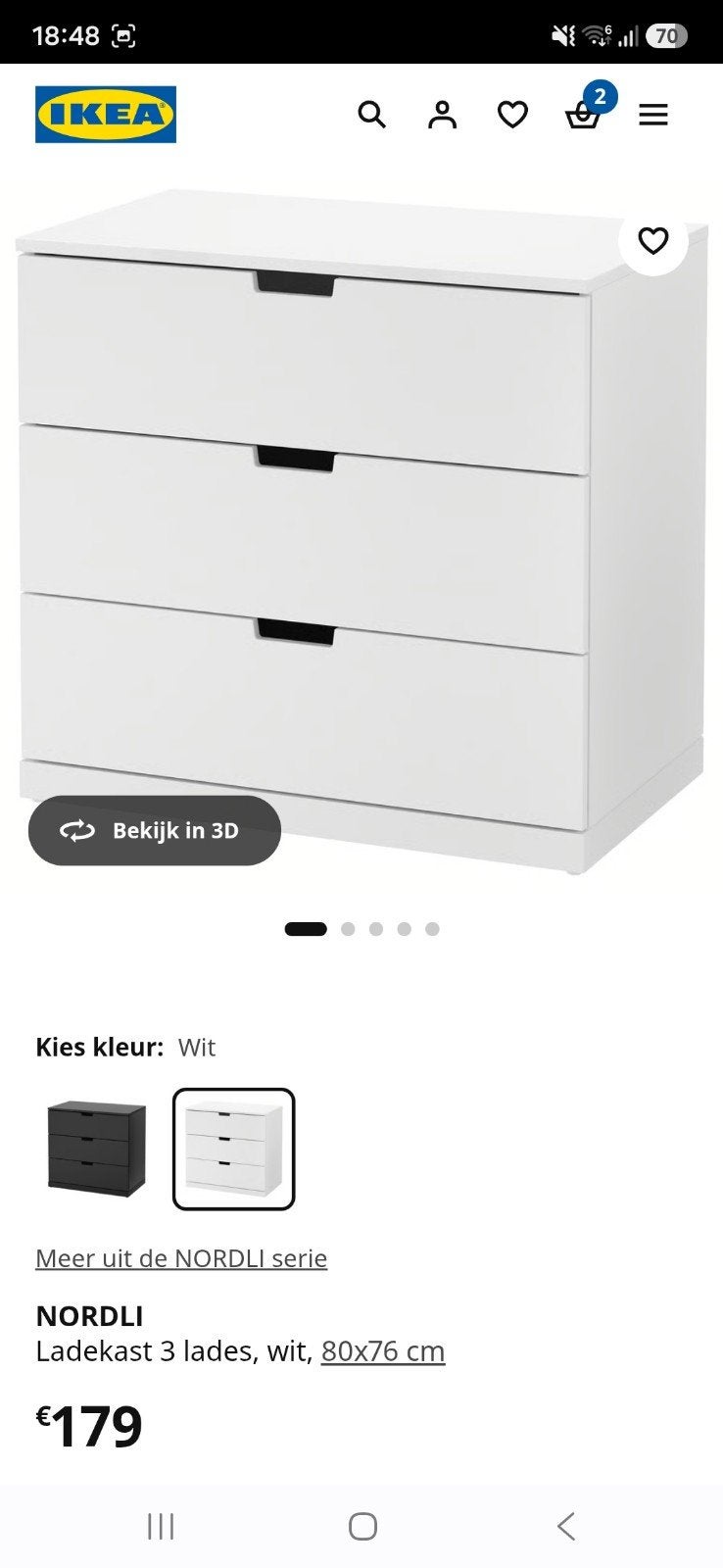 Ladekast Nordli Ikea, Huis en Inrichting, Kasten | Ladekasten, 3 of 4 laden, Ophalen
