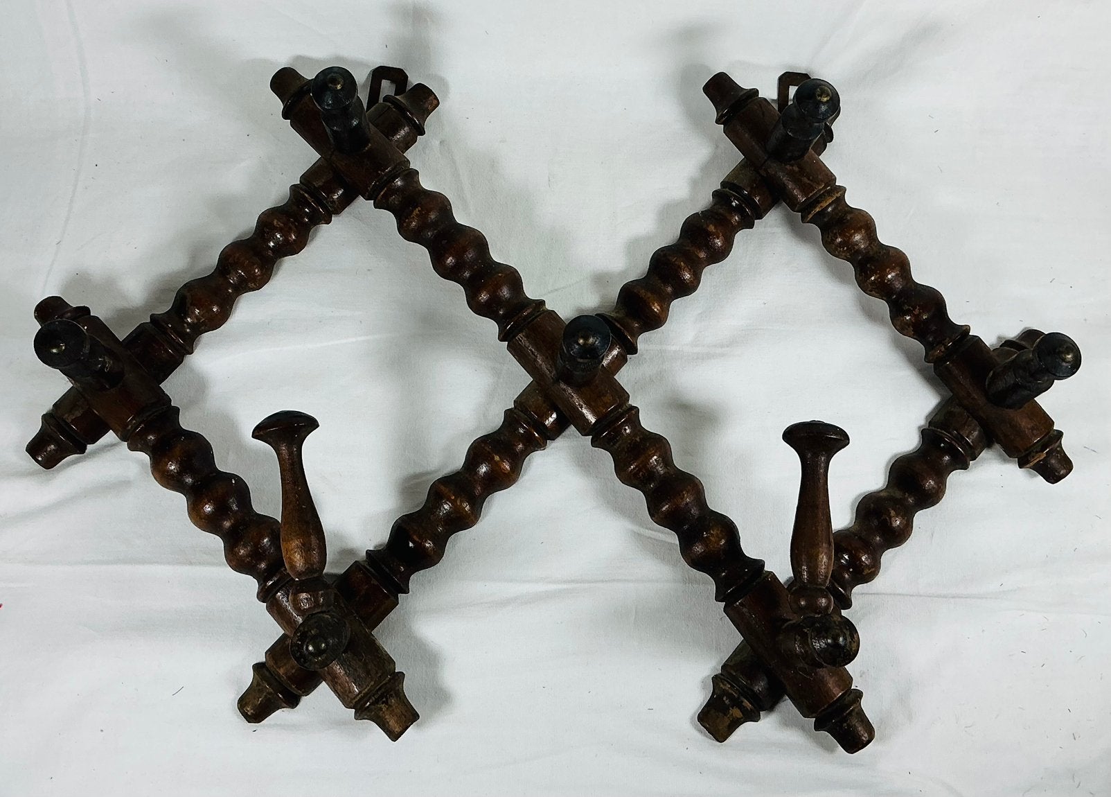 Porte-manteau mural accordéon français faux bambou en bois, Enlèvement ou Envoi