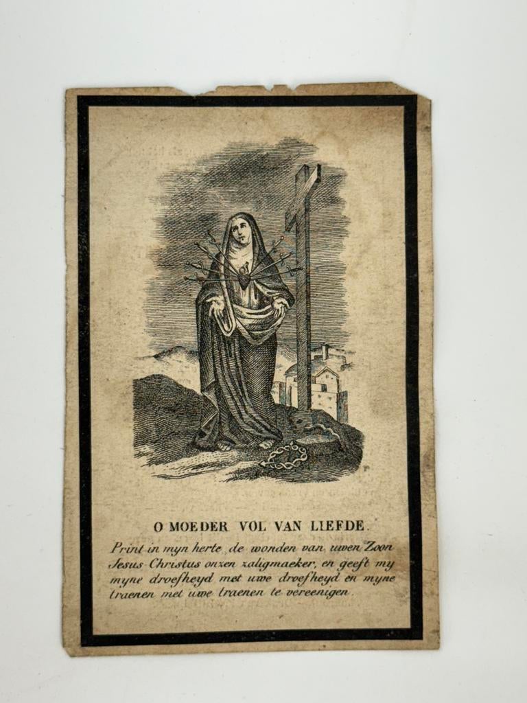 Doodsprentje 1841-1865 jonge dochter, Verzamelen, Ophalen, Rouwkaart