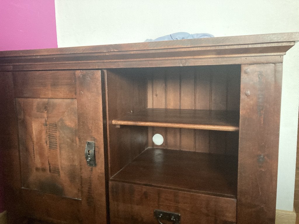 hout bijzet kast, Huis en Inrichting, Ophalen, Rustiek landelijk, 100 tot 150 cm, 5 laden of meer
