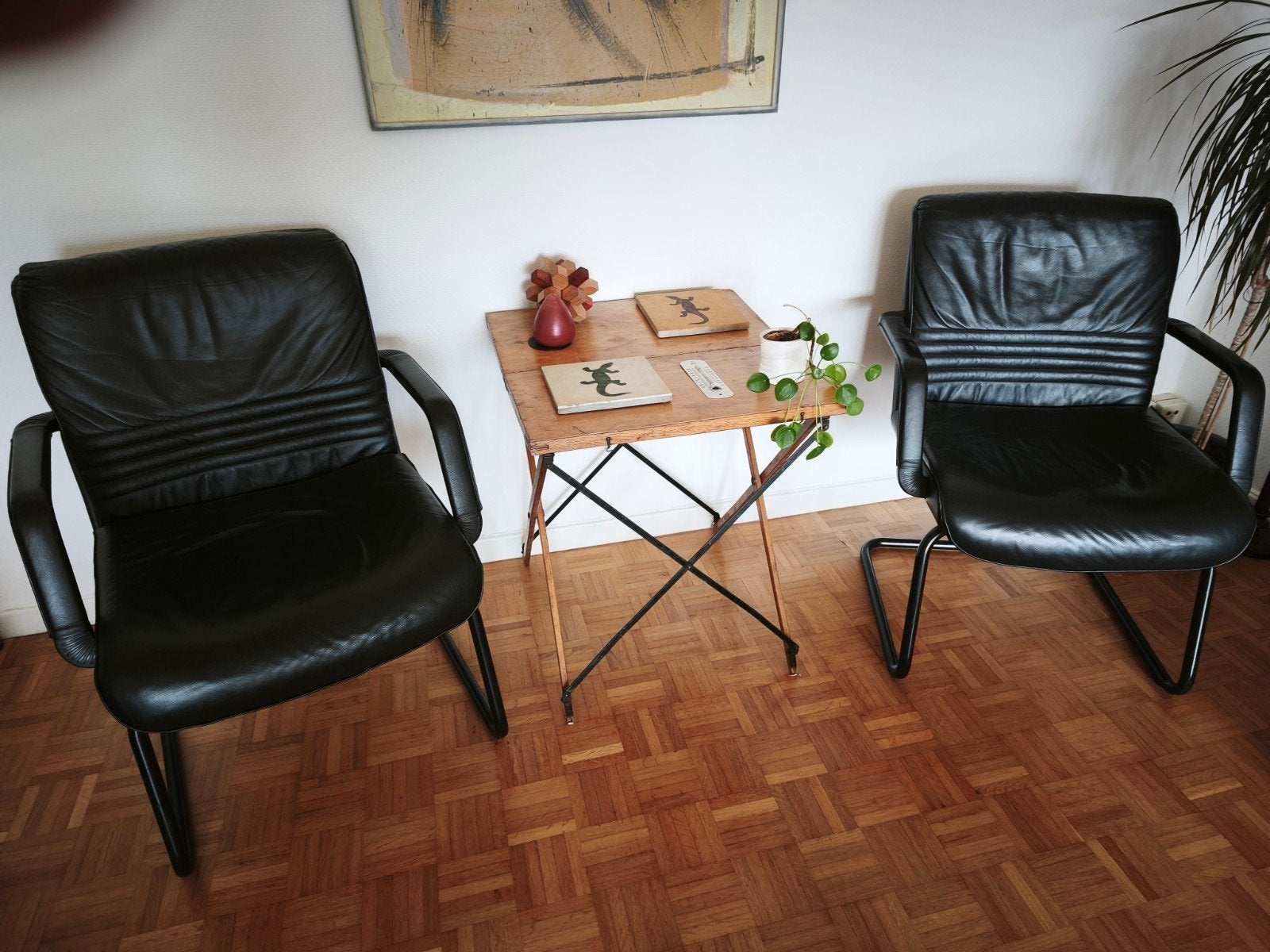 2 chaises de bureau en cuir noir, Maison & Meubles, Enlèvement, Utilisé, Noir, Chaise de bureau