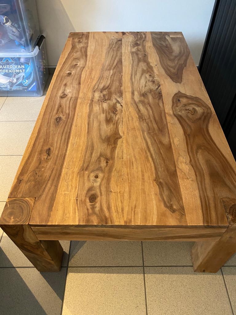 Stevige houten salontafel, Huis en Inrichting, Tafels | Salontafels, Ophalen, 100 tot 150 cm, 50 tot 100 cm, Zo goed als nieuw