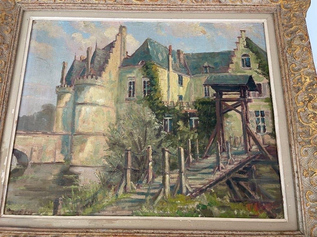 Fernand Wilmaers Chateau de Spoelbergh 1945 40X50 cm, Antiquités & Art, Art | Peinture | Classique, Enlèvement ou Envoi, Peinture à l'huile